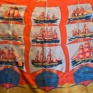 LArge square  scarf w sail boats